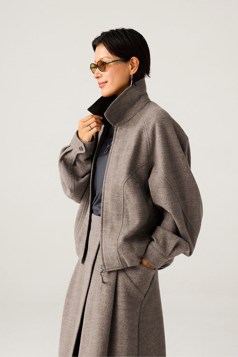 革襟ジップアップウールジャケット25BLJK020