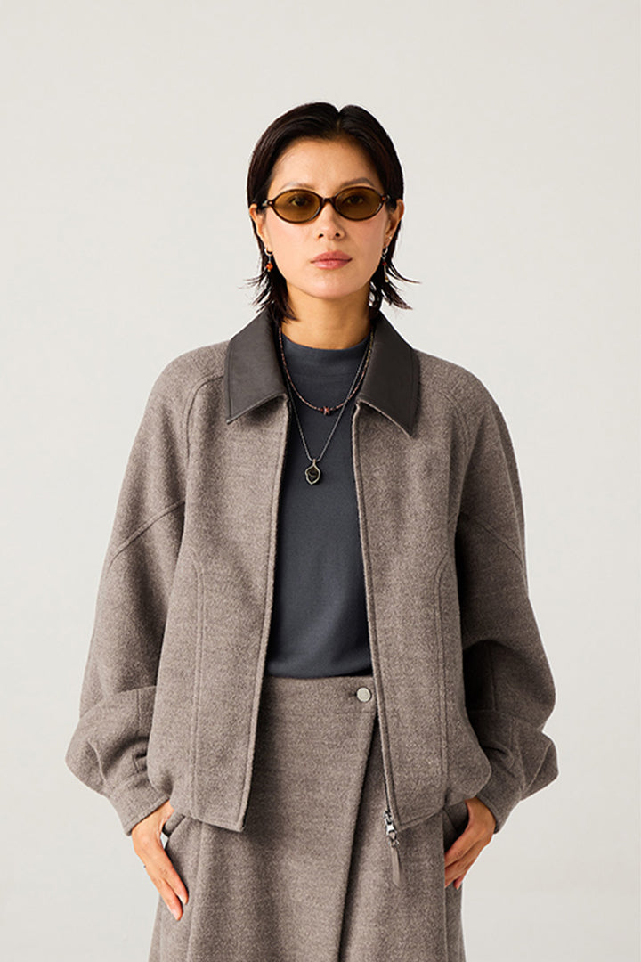 革襟ジップアップウールジャケット25BLJK020