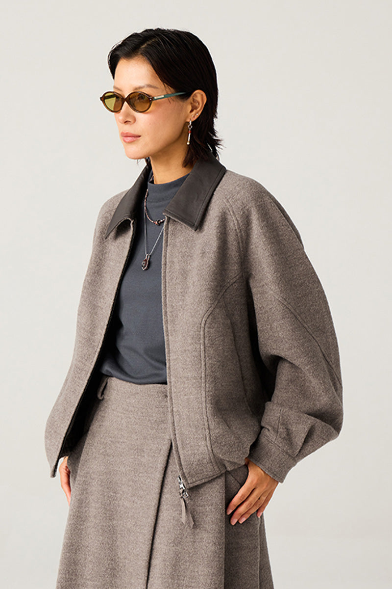 革襟ジップアップウールジャケット25BLJK020