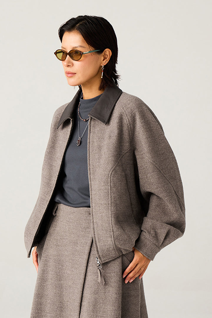 革襟ジップアップウールジャケット25BLJK020