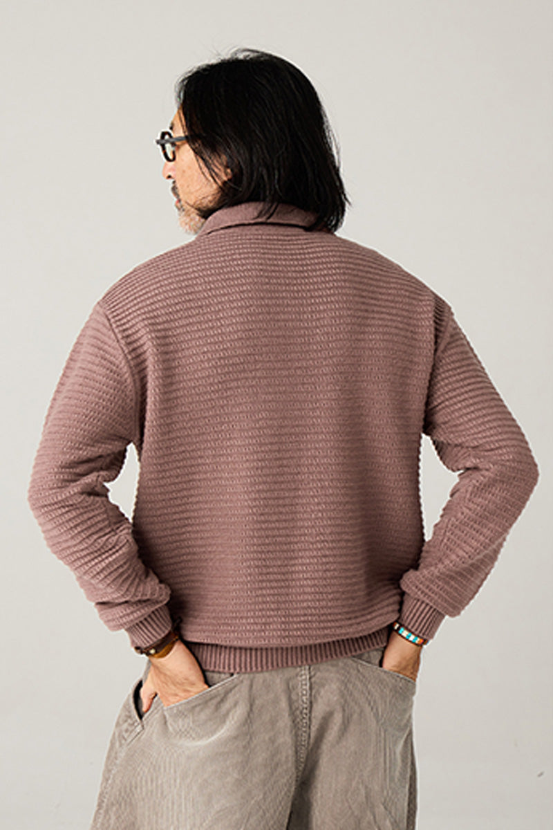 リブ編みポロネックセーター25BLMS005