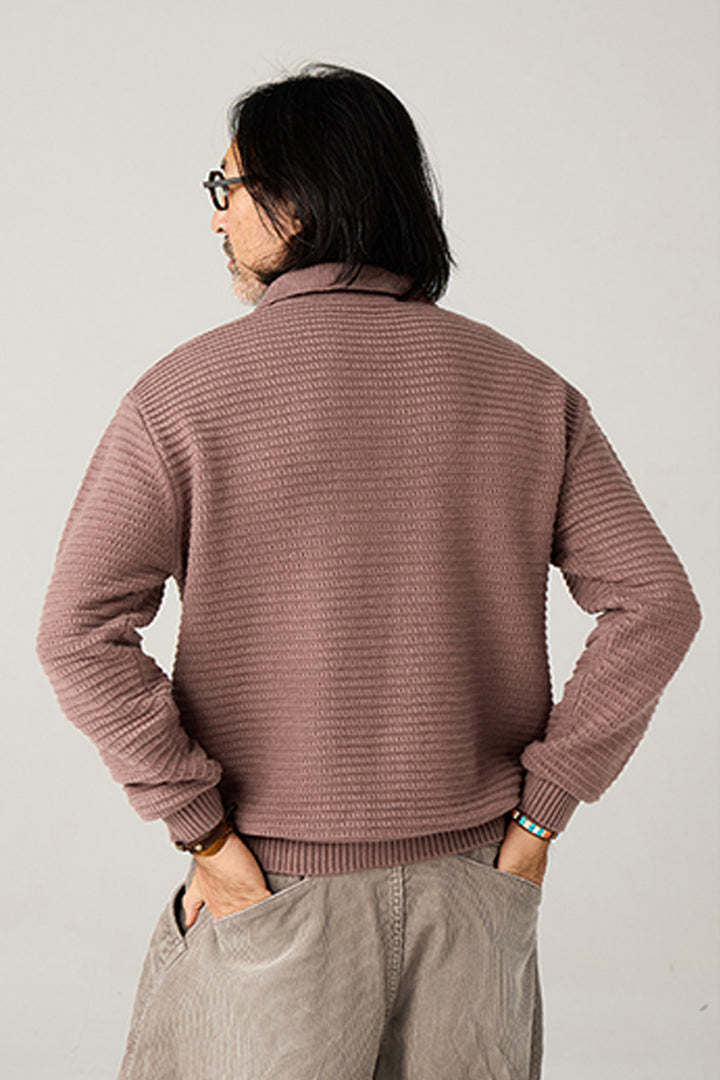 リブ編みポロネックセーター25BLMS005