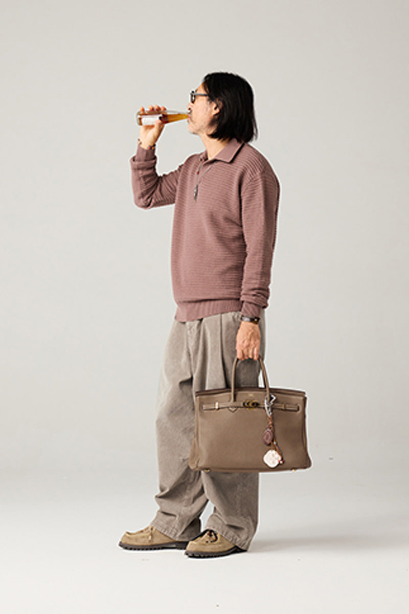 リブ編みポロネックセーター25BLMS005