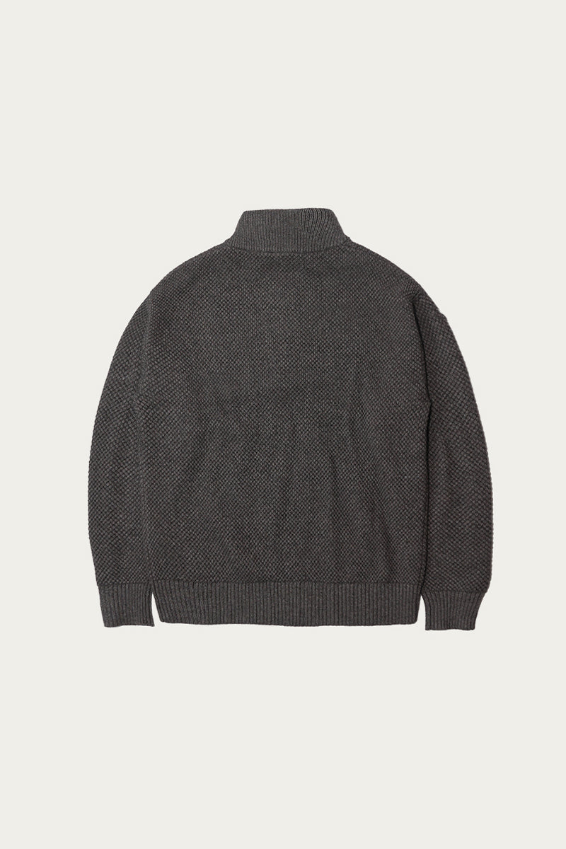 ウールハーフジップロングスリーブニットセーター25BLMS007