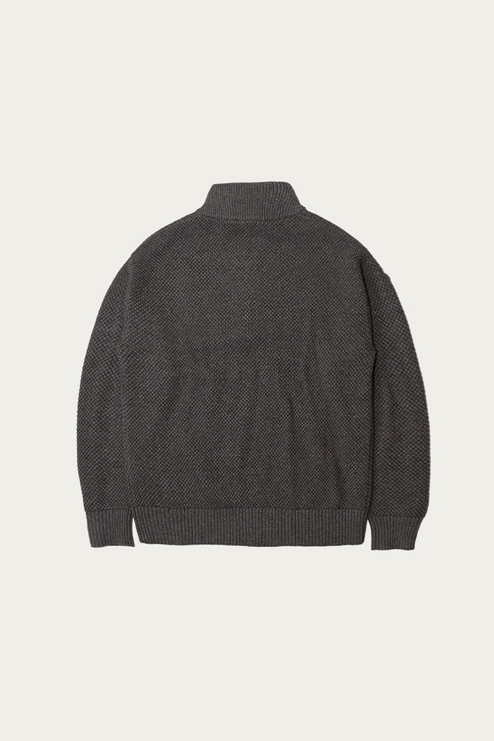 ウールハーフジップロングスリーブニットセーター25BLMS007