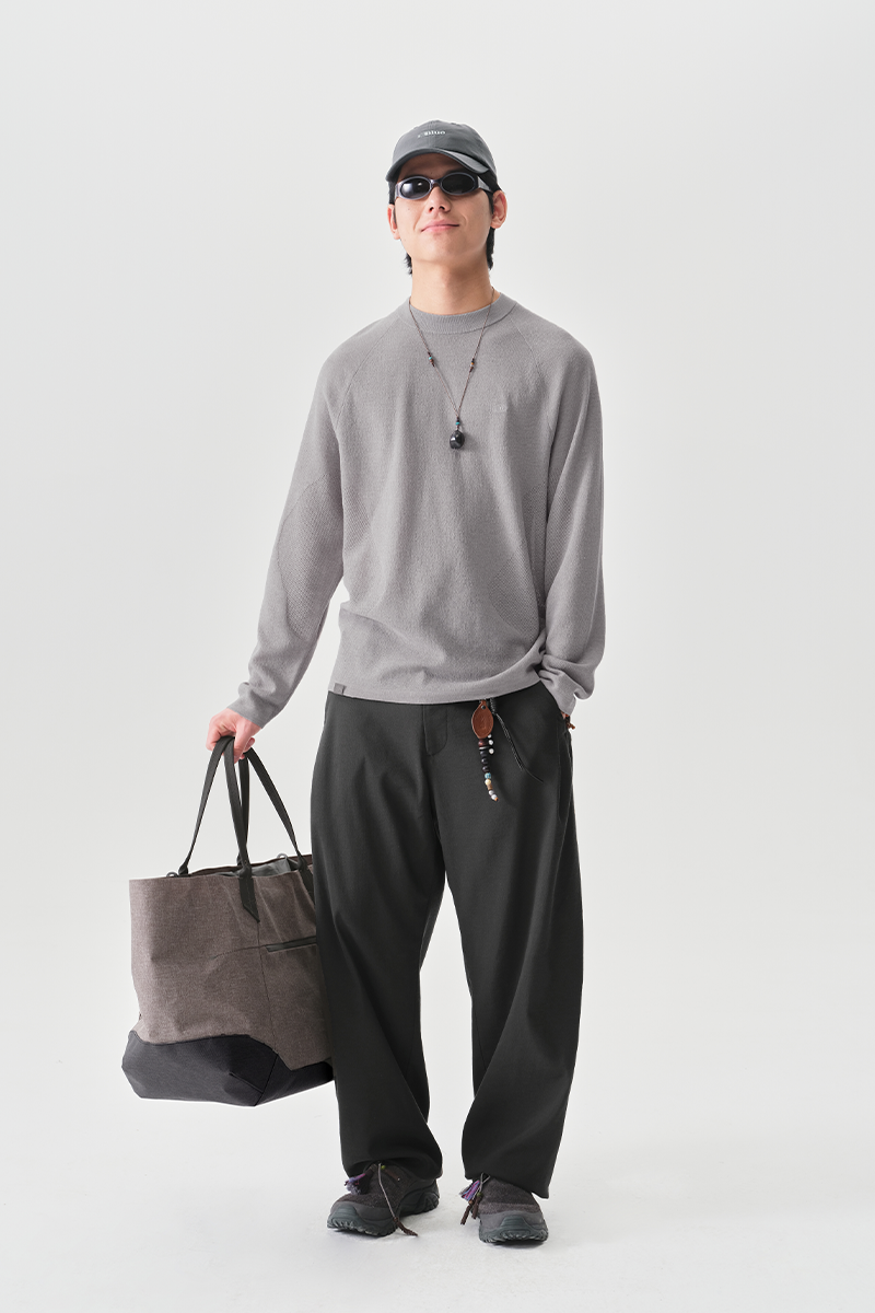 ルーズ細番手丸首長袖TシャツNLBLCTX013