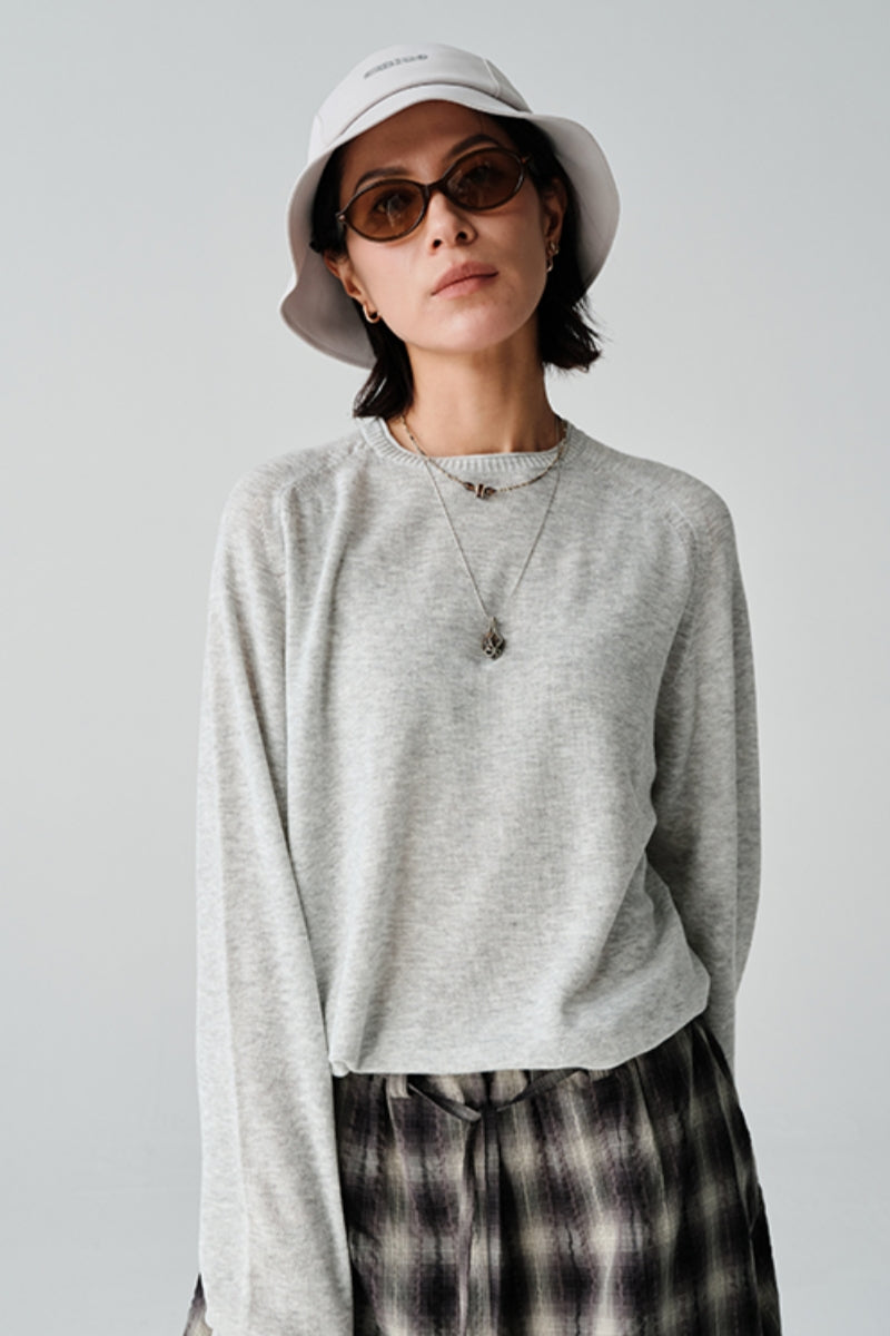 ウールクルーネック長袖ニットセーターNLBLMZS002