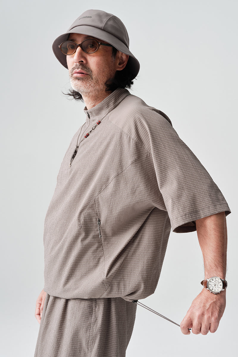 Ripple fabric half-zip short-sleeve T-shirt NLBLDTX013