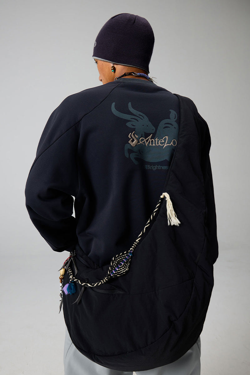 バックプリント動物柄フリースTシャツ25BLWY023