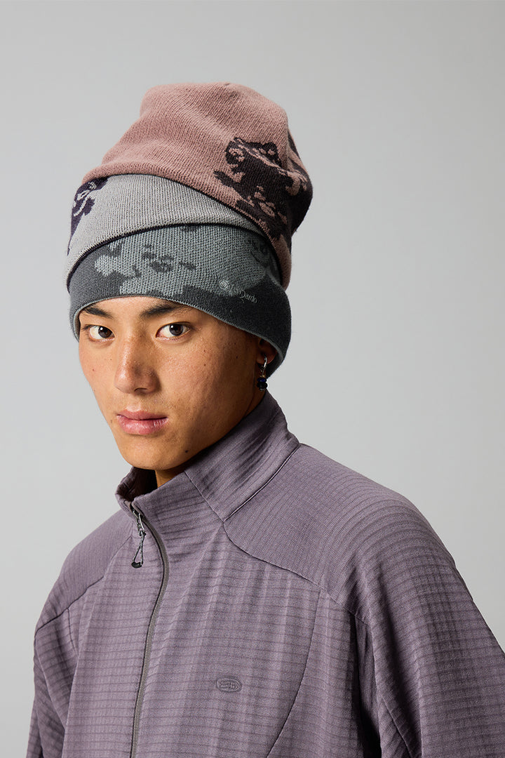 ユキヒョウ柄リバーシブルウールビーニー25BLML016
