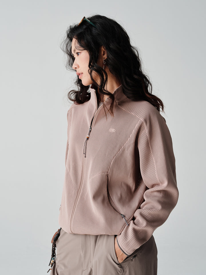 ワッフル編み抗菌ジャケットNLBLAWY001