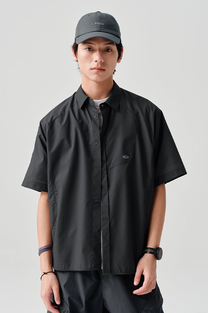 シワ感撥水加工半袖シャツシャツNLBLDCY001