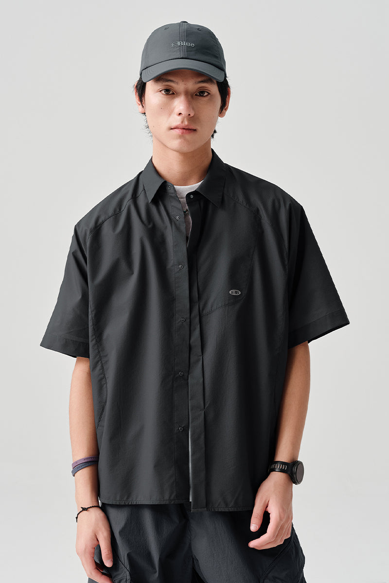 シワ感撥水加工半袖シャツシャツNLBLDCY001