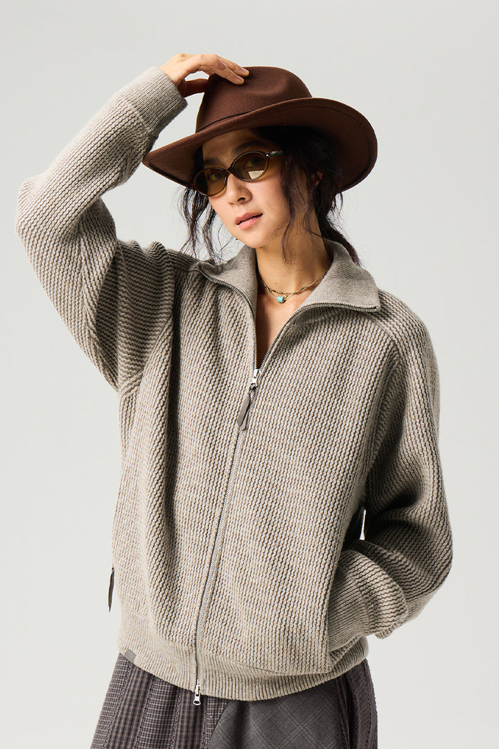 ウールノッチドラペルニットジャケット25BLMS008