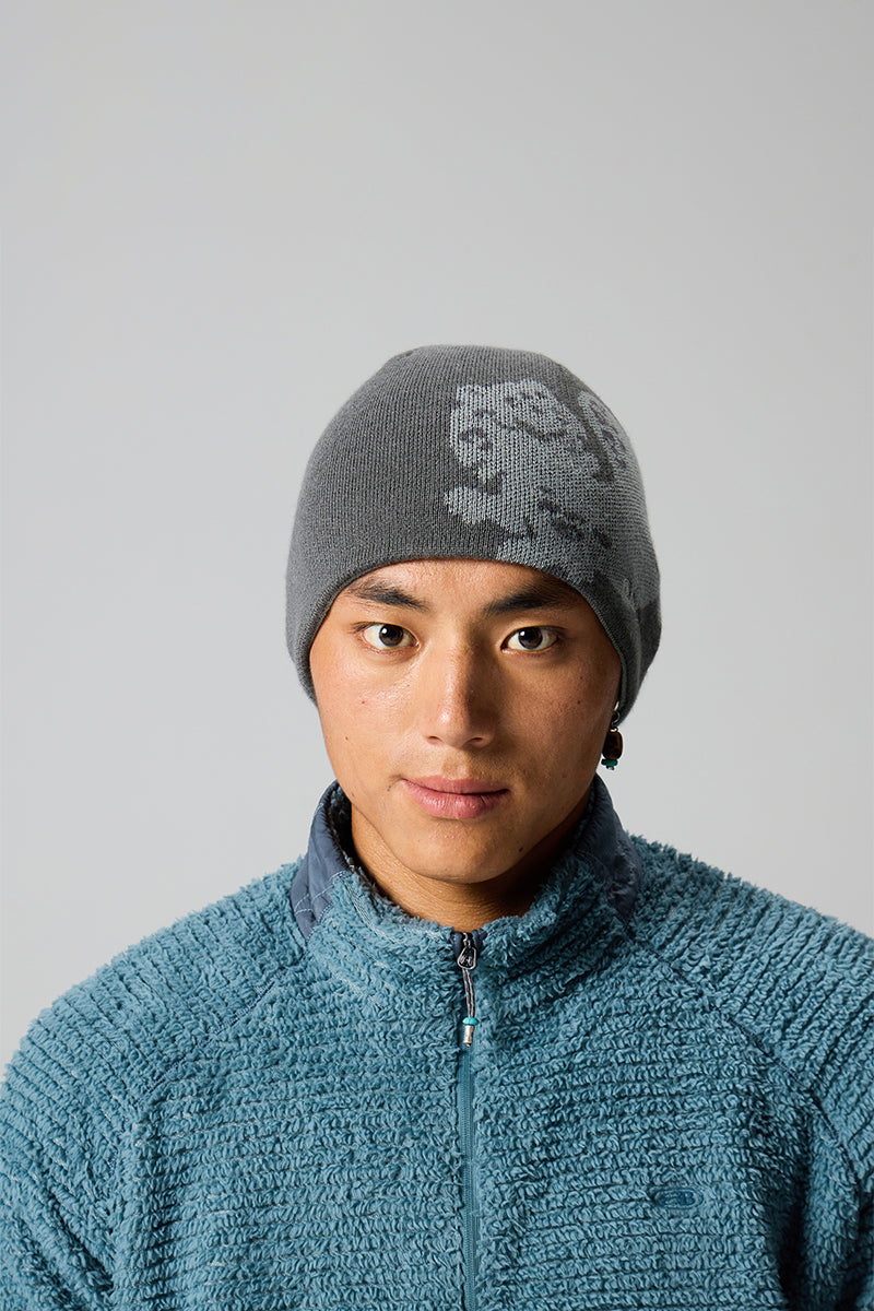 ユキヒョウ柄リバーシブルウールビーニー25BLML016