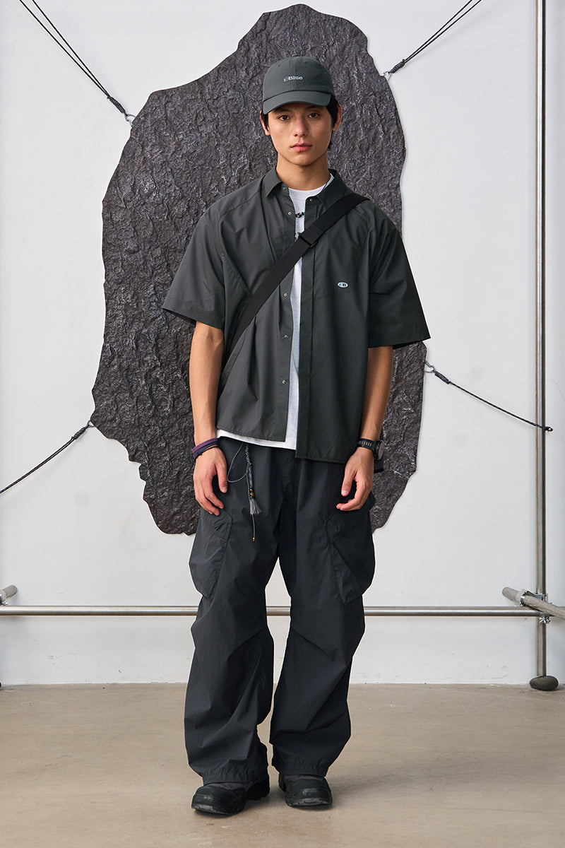 シワ感撥水加工半袖シャツシャツNLBLDCY001