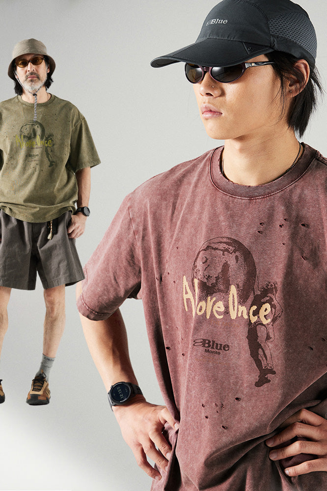ダメージ加工 プリントTシャツ