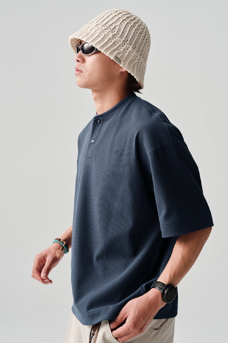 HYDROCOOLワッフル生地ヘンリーネック半袖TシャツNLBLDTX009