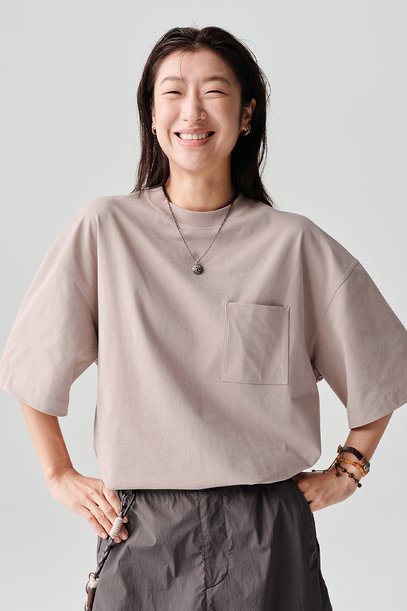 オーバーサイズ胸元ポケット付き半袖TシャツNLBLDTX003
