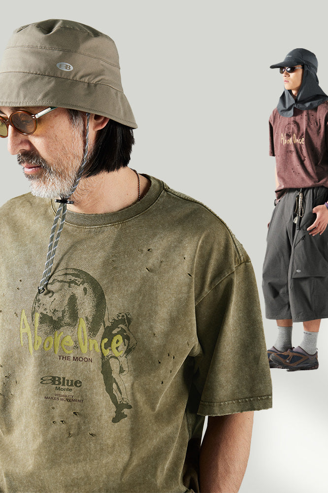 ダメージ加工 プリントTシャツ