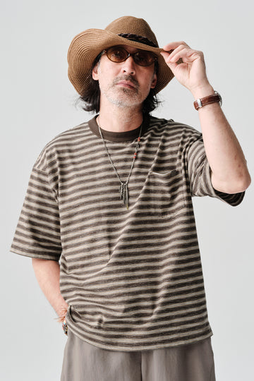ボーダーラウンドネック半袖TシャツNLBLDTX010