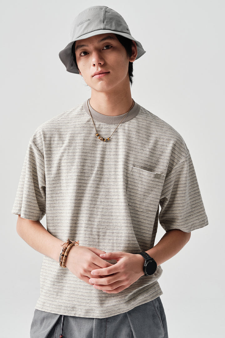 ボーダーラウンドネック半袖TシャツNLBLDTX010