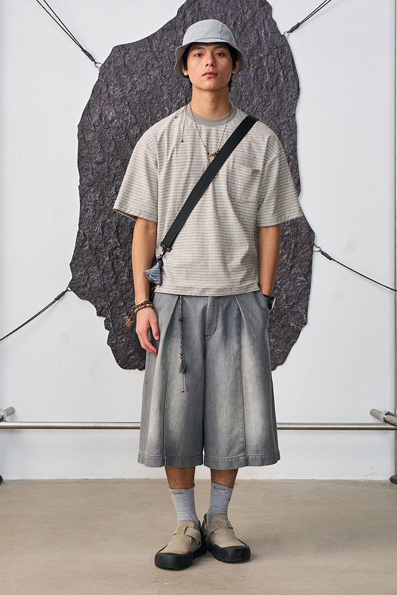 ボーダーラウンドネック半袖TシャツNLBLDTX010