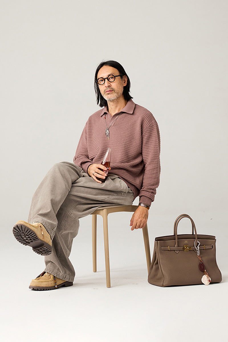 リブ編みポロネックセーター25BLMS005