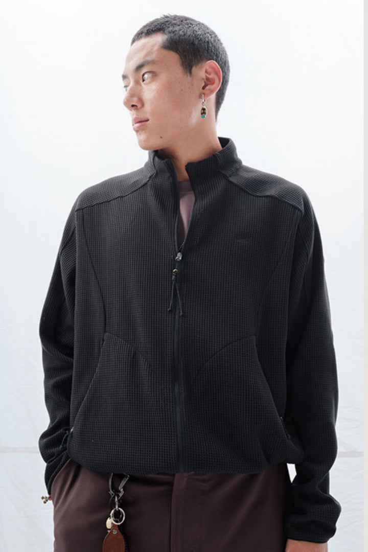 ワッフル編み抗菌ジャケットNLBLAWY001