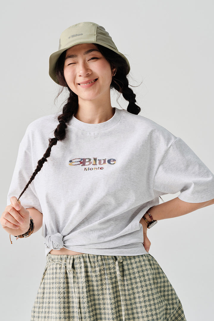 カラフル刺繍ロゴクルーネック半袖TシャツNLBLDTX005
