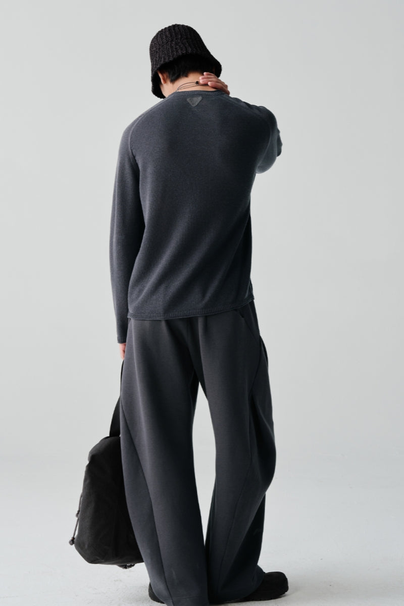 ウールクルーネック長袖ニットセーターNLBLMZS002