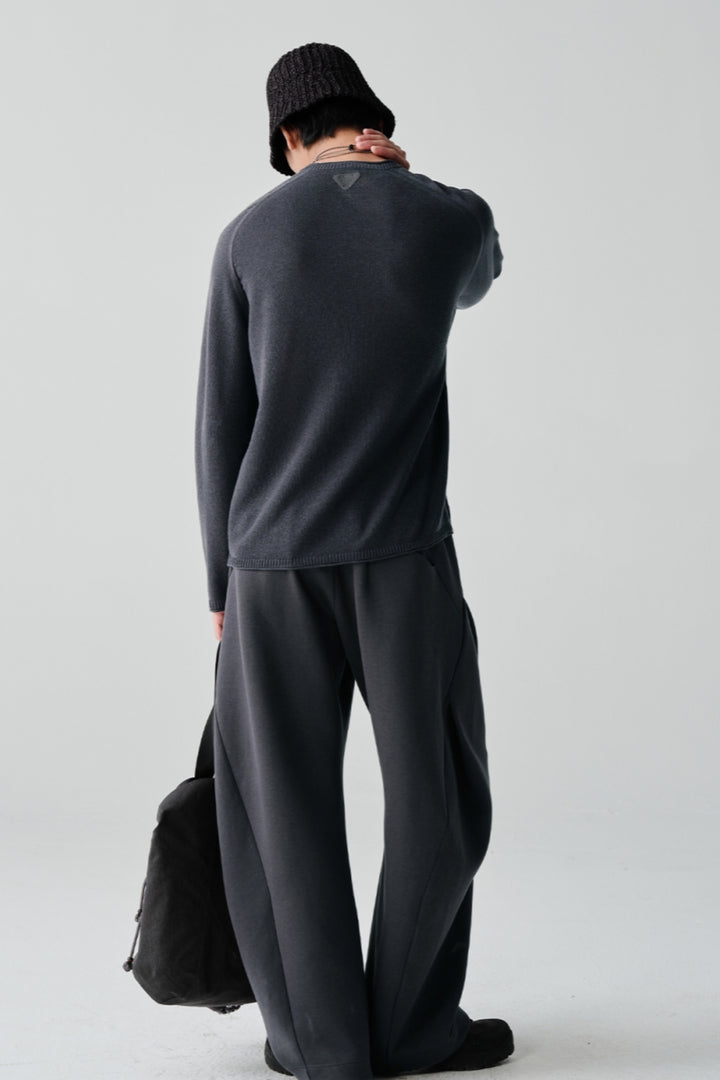 ウールクルーネック長袖ニットセーターNLBLMZS002