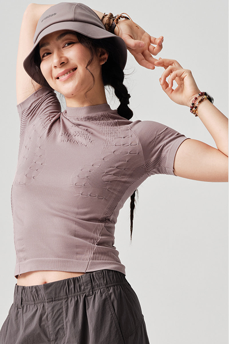 シームレス一体編み半袖TシャツウィメンズNLBLDTX014