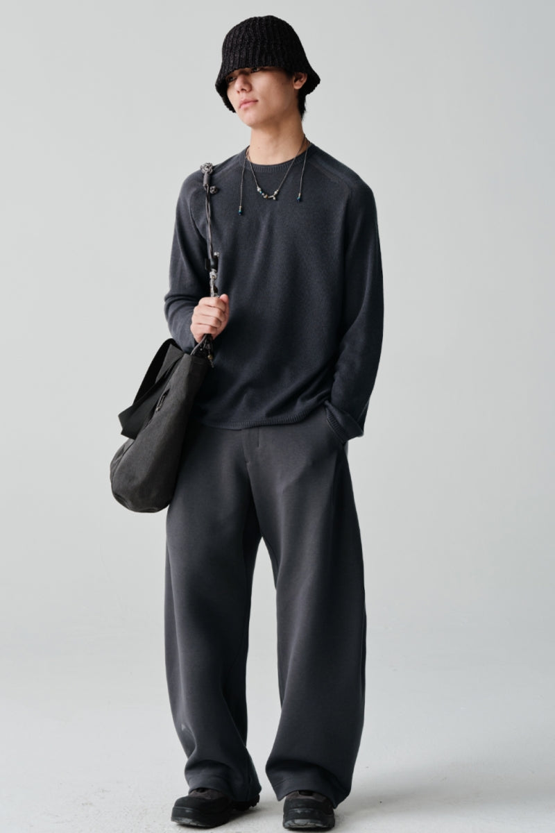 ウールクルーネック長袖ニットセーターNLBLMZS002