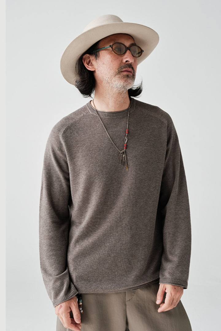 ウールクルーネック長袖ニットセーターNLBLMZS002