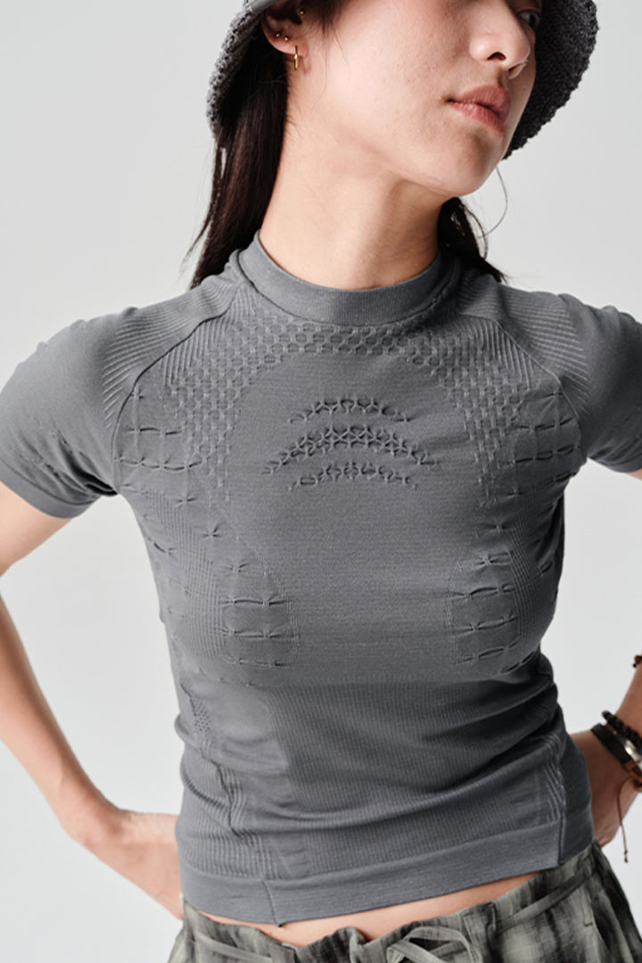 シームレス一体編み半袖TシャツウィメンズNLBLDTX014