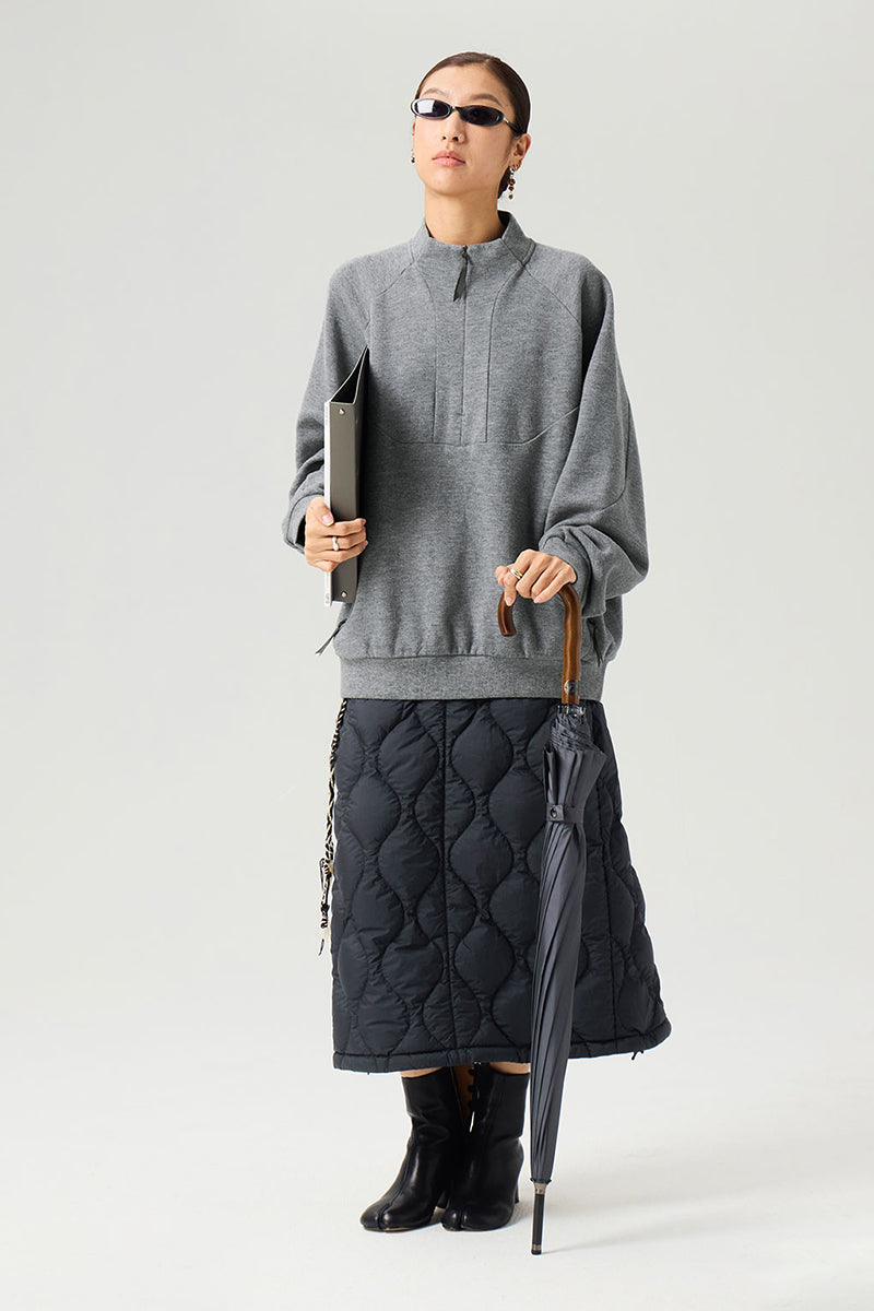 裏起毛ハーフジップウールスウェット25BLWY021