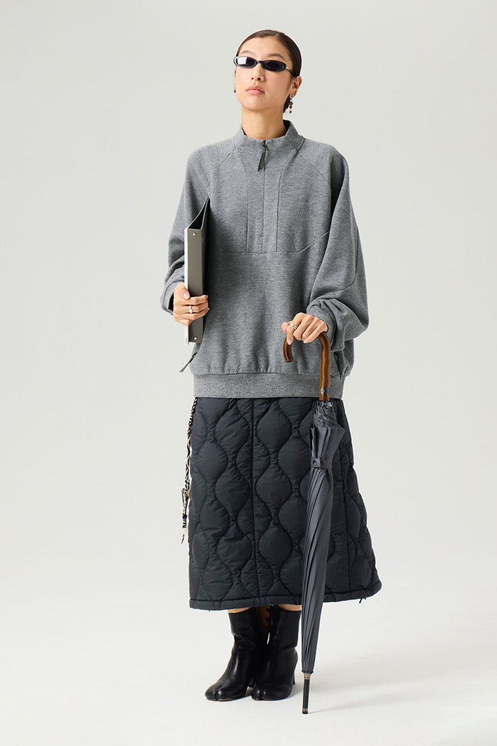 裏起毛ハーフジップウールスウェット25BLWY021