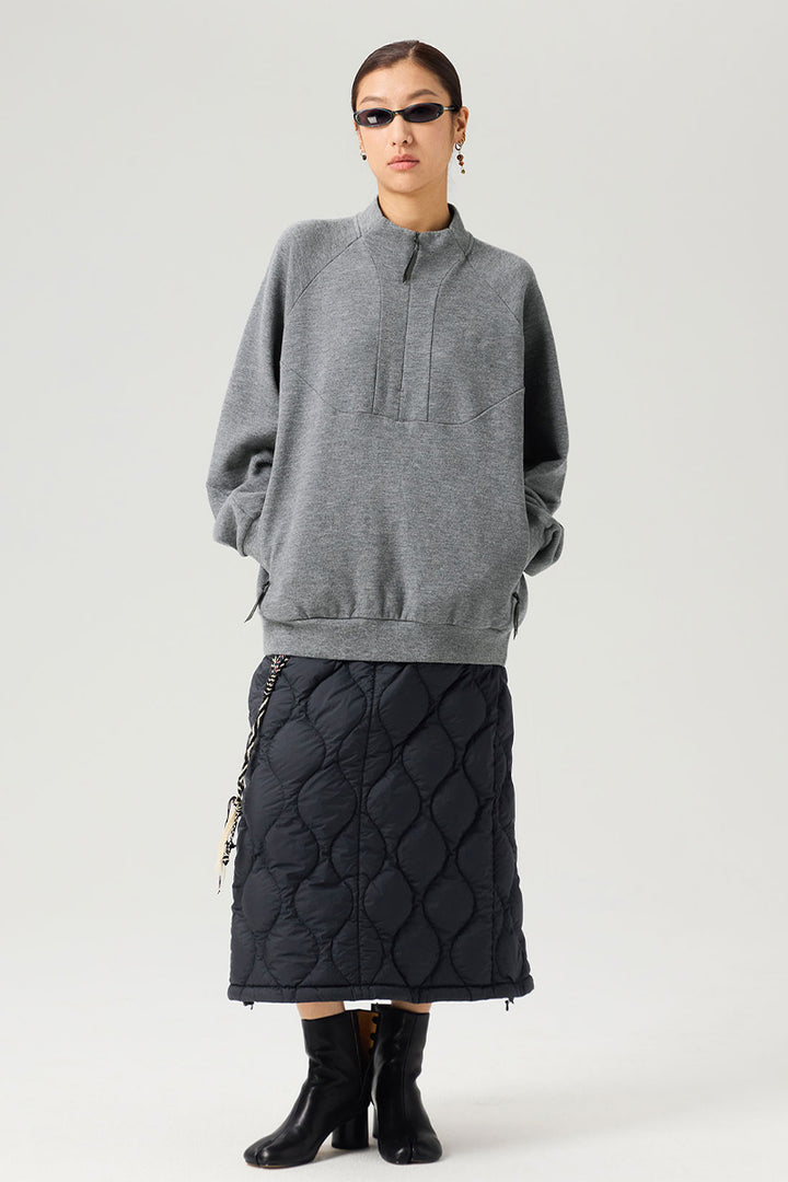 裏起毛ハーフジップウールスウェット25BLWY021