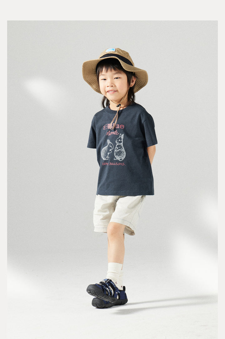 吸汗速乾 うさぎプリント Tシャツ キッズ 25BLDT034