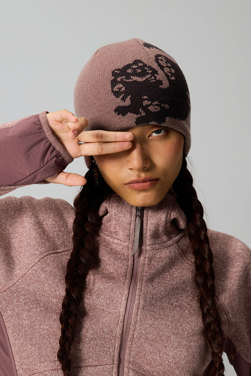 ユキヒョウ柄リバーシブルウールビーニー25BLML016
