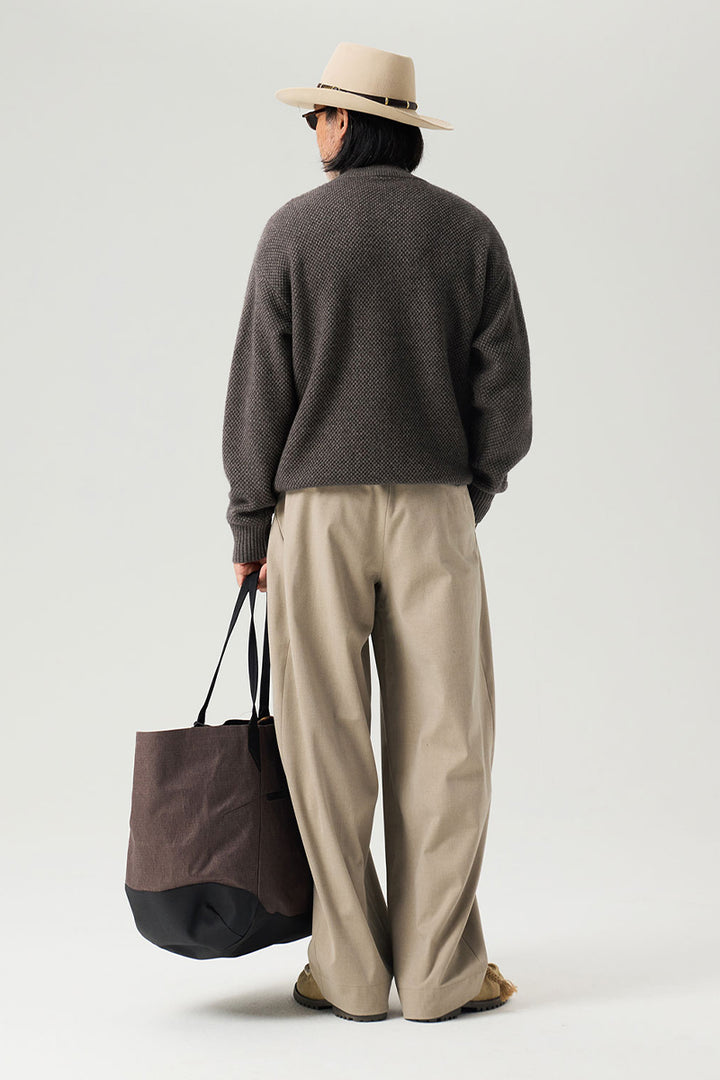 ウールハーフジップロングスリーブニットセーター25BLMS007