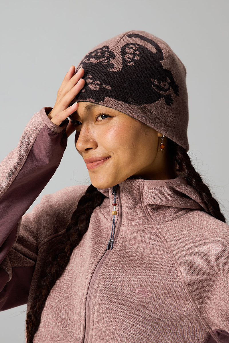 ユキヒョウ柄リバーシブルウールビーニー25BLML016