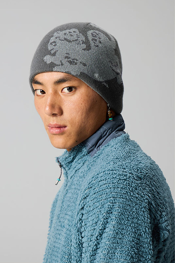 ユキヒョウ柄リバーシブルウールビーニー25BLML016