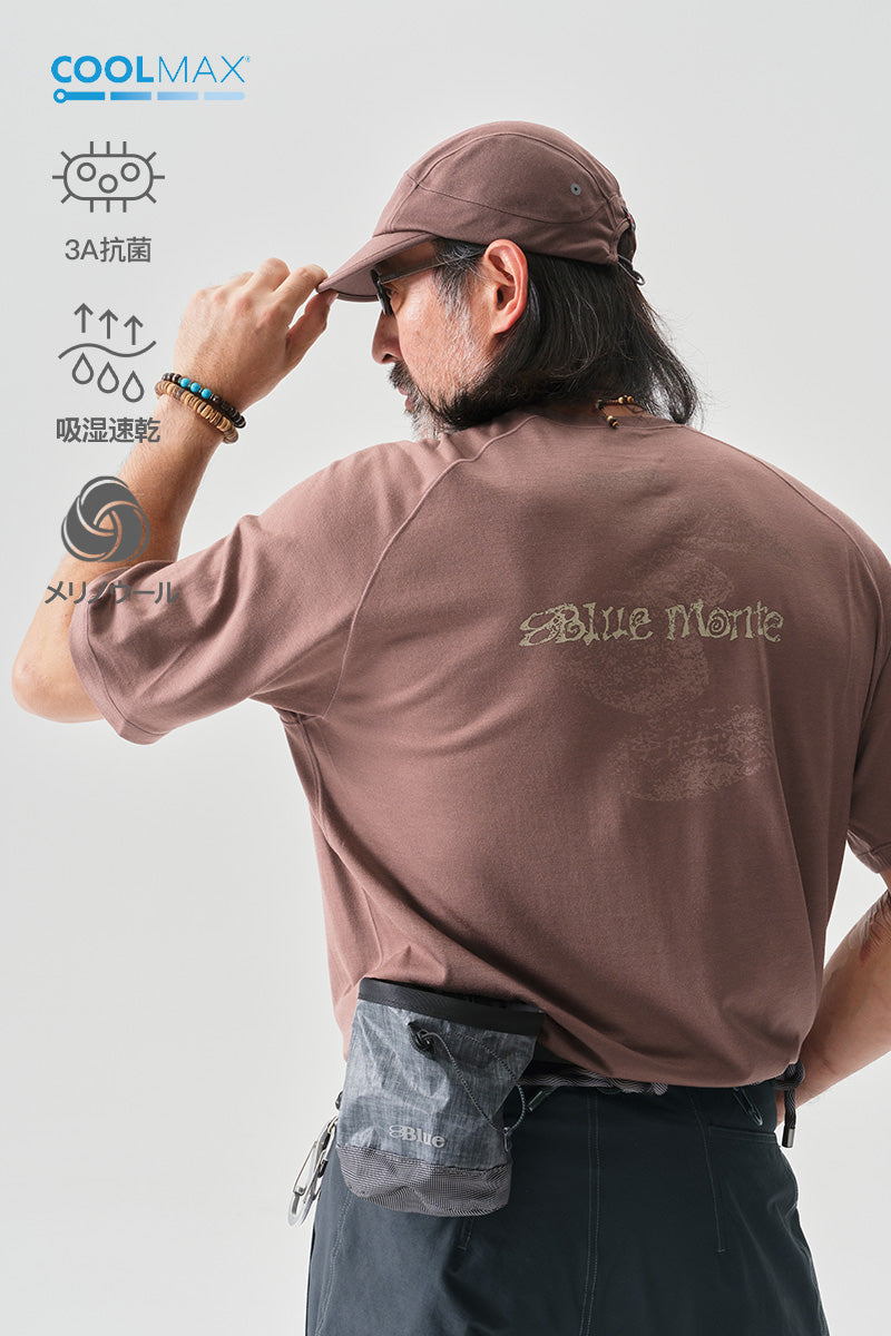 COOLMAXストーン柄メリノウール半袖TシャツNLBLDTX028