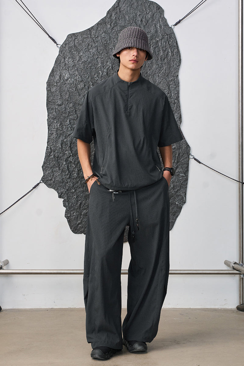 Ripple fabric half-zip short-sleeve T-shirt NLBLDTX013