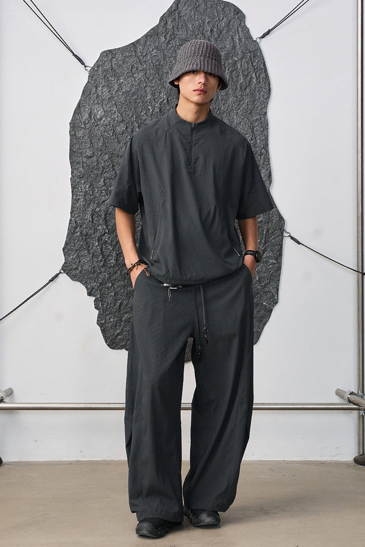 Ripple fabric half-zip short-sleeve T-shirt NLBLDTX013