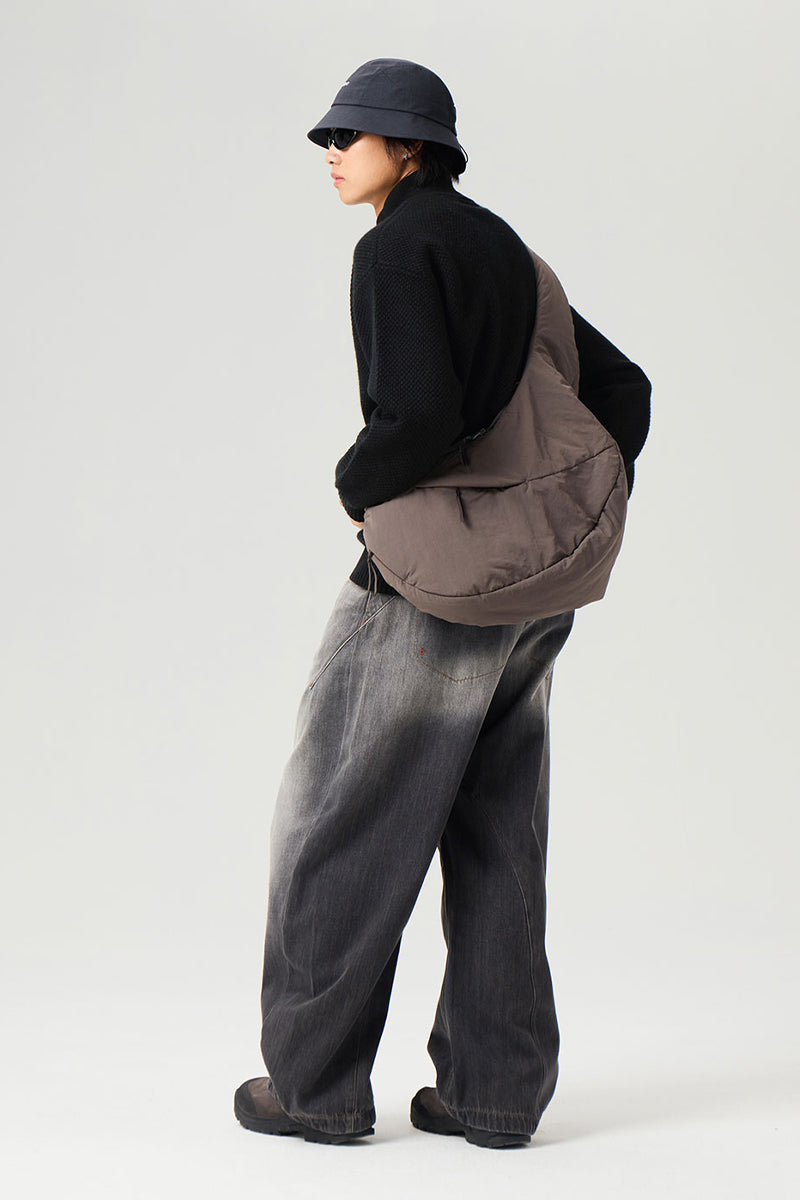 ウールハーフジップロングスリーブニットセーター25BLMS007