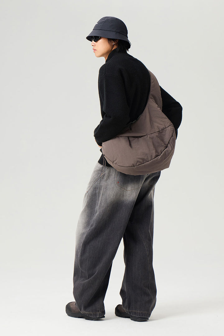 ウールハーフジップロングスリーブニットセーター25BLMS007