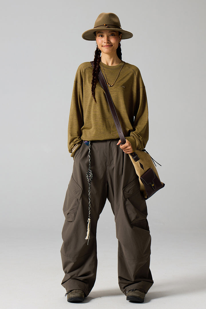 内裏フリースワークパンツウイメンズ25BLCK032